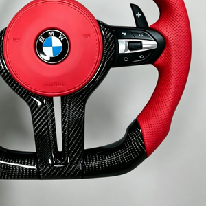 Volante Deportivo de Cuero y Fibra de Carbono para <span class=keywords><strong>BMW</strong></span> F10/F30/F32/F80/F82/E90/E92/E70/F20/E84/M2-<span class=keywords><strong>M5</strong></span> - Product Image 6