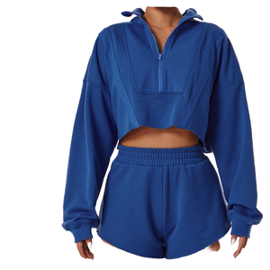 Sweat-shirt pull mi-zippé pour femme, tricoté, grande taille, coupe oversize, décontracté, automne, infroissable, respirant, coupe-vent, couleur unie - Product Image 1