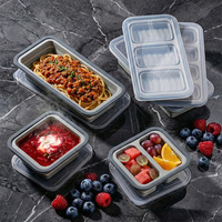 Lebensmittelechte Zusammenklappbare Silikon-Gefrierfach-Einsätze mit Deckel, Unterteilter Mahlzeiten-Vorbereitungsbehälter, Mikrowellen-Lunchbox, Backform