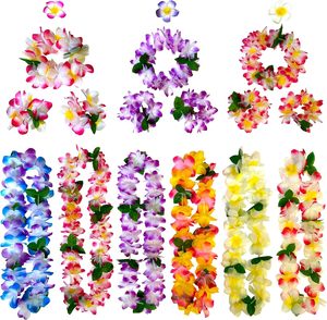 Hawaiian Leis กิ๊บติดผมที่คาดผมและสายรัดข้อมือชุดปาร์ตี้ฮาวาย - Product Image 1