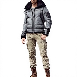 Blouson moto décontracté pour homme en cuir PU avec doublure en fausse fourrure, coupe-vent, imperméable, épais, fermeture éclair, logo frontal - Product Image 2