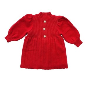 Abito Maglione con Maniche a Sbuffo per Bambine Autunno Inverno, Gonna Plissettata Principessa, Vestito all'Uncinetto per Bambine - Product Image 5
