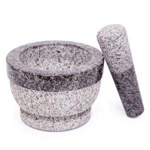 Stone Mortar And Pestle Set Natural Granite Manual <b>Herb</b> Spice <b>Grinder</b> Garlic Crusher Chili Sauce Maker - Product Image 1
