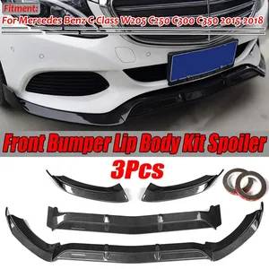 Kit carrosserie avant en fibre de carbone/noir pour Mercedes Benz C W205 C250 C300 C350 2015-2018 : lèvre de pare-chocs, spoiler et diffuseur - Product Image 1