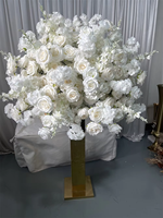 IFG Vente Flash Luxe Boule de fleurs artificielle 3D blanche de 100 cm de diamètre pour la décoration de table de mariage, de fête ou d'événement