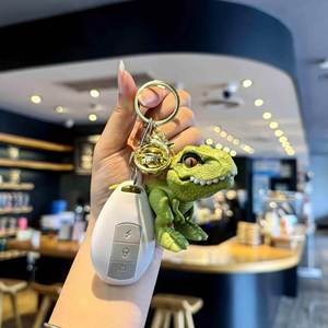Funny PVC T-Rex Keychain Cartoon Dinosaur Pendant with Bell Bag Decoration Toy Style <b>Key</b> <b>Ring</b> - Product Image 3