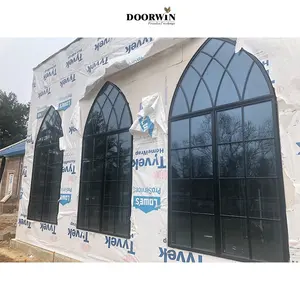 Terbaru Desain Gereja Kaca Patri Aluminium Berpakaian Kayu Tenda Engkol Jenis Casement Windows untuk Gereja