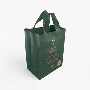 Sac de transport réutilisable personnalisé avec logo, de luxe, pour restaurant, vente en gros, avec anse souple, sac de courses en plastique pour magasin - Product Image 1