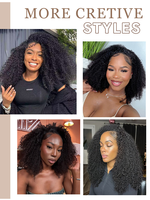 Perruque Afro Bouclée 3-en-1 avec Cordon de Serrage et Bandeaux à Clipser, Cheveux Humains Remy Grade Coily Sans Colle, Cheveux Vietnamiens Bruts