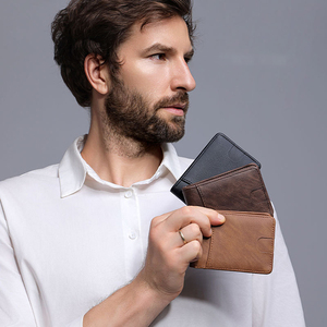 Portefeuille Homme Vintage Slim Minimaliste en Cuir PU à Prix d'Usine avec Fenêtre d'Identité et <span class=keywords><strong>Porte</strong></span>-Cartes pour Poche Avant - Product Image 3