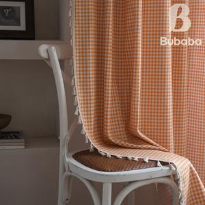 Bubaba pour rideau décoratif semi-occultant de style américain personnalisable à franges imprimées à carreaux <span class=keywords><strong>orange</strong></span> pour salon - Product Image 3