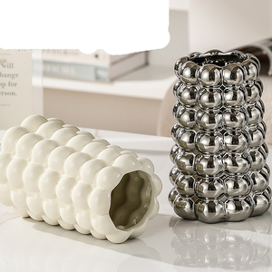 Décor à la <span class=keywords><strong>maison</strong></span> minimaliste nordique Vase en céramique plaqué Vase à fleurs séchées pour salon salle à manger armoire à vin Hall d'entrée - Product Image 2