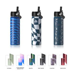 Bouteilles d'eau en acier inoxydable ANSHENG à double paroi isolées de grande capacité (24 oz) pour les voyages, les sports de plein air, avec couvercle à paille - Product Image 5