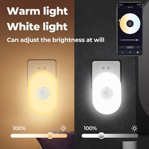 BSSY)WiFi Tuya Smart Led Night <strong>Light</strong> <strong>PIR</strong> Motion Sensor Eu Us Uk Plug In Wall Lamp Warm White RGB Room App Voice For Alexa Google - Product Image 3