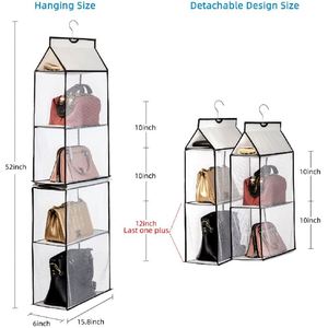 New Trend 4 <b>Shelf</b> Hanging Storage Bag for Handbag Hanging Mesh Bag Closet Organizer Dust Cover Bag Organizer - Product Image 2