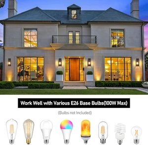 Lampade da Parete per Esterni dal Tramonto all'Alba, Illuminazione per Portico con Paralume in Vetro Effetto Acqua, Antiruggine per <span class=keywords><strong>Casa</strong></span> e Garage - Product Image 5