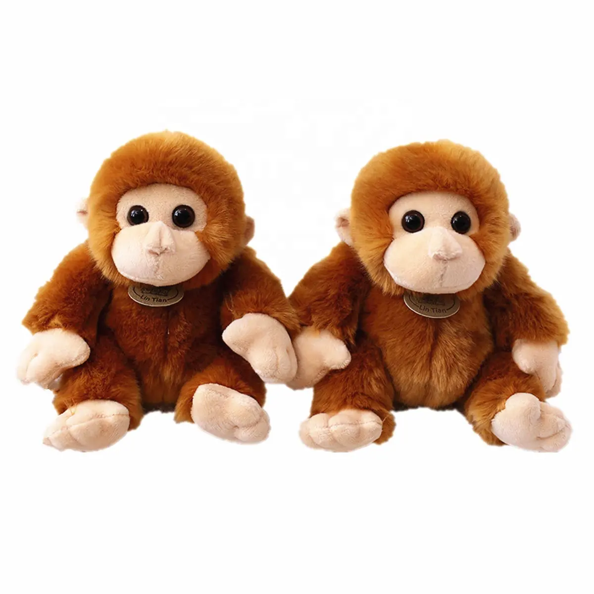 ตุ๊กตาลิงเหมือนจริง17 cm, ตุ๊กตาของเล่นตุ๊กตาลิงสีน้ำตาลตาใหญ่ออกแบบได้เองของขวัญสำหรับเด็ก