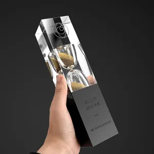 ساعة رملية من الكريستال من الشركة المصنعة جائزة الإنجازات بشعار مخصص هدية ترويجية للأعمال الحرفية