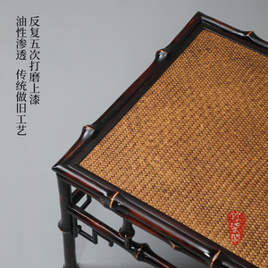 <b>Bamboo</b> Tatami Tea <b>Table</b> Rattan Top Lacquered Asian Style Coffee <b>Table</b> Low <b>Table</b> For Living Room Or Balcony - Product Image 2