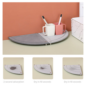Esquina de baño Soporte de almacenamiento absorbente de agua Almohadilla en forma de abanico Secado rápido Estera de diatomita Bandeja de almacenamiento de encimera - Product Image 2
