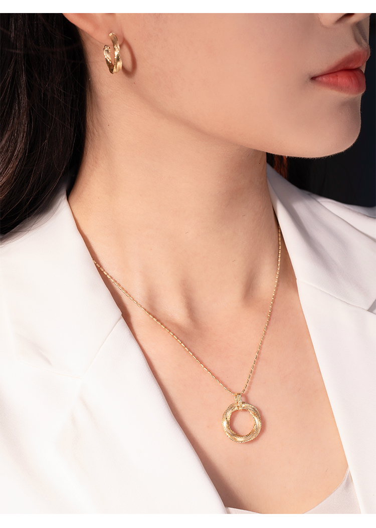 Fashion 18K Real Gold Women's Jewelry Set Timeless Mobius Pendants