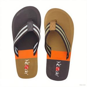 Sandalias Casuales de Hombre Nicecin con Logotipo Personalizado, Diseño de Combinación de Colores Elegante, Tiras de Tela a Rayas, Chanclas Antideslizantes para la Playa - Product Image 3