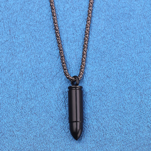 Collar con Colgante <span class=keywords><strong>de</strong></span> Bala Audaz para Hombre Cavi, Acero Inoxidable, Diseño Abrible, Joyería Única, <span class=keywords><strong>Cadena</strong></span> para Suéter - Product Image 3