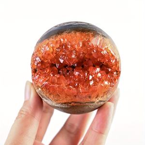 Hot-selling Orange Quartz Open Smile <b>Crystal</b> Geode Sphere Distinctive Home <b>Decor</b> & Exclusive for Interior Design Connoisseurs - Product Image 2