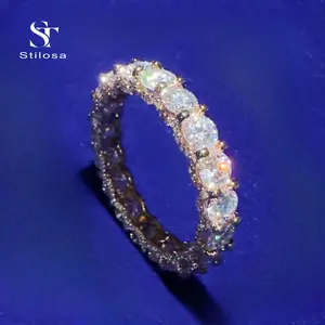 Fashion Jewelry Customized 925 Silver Paired 14K And 18K Gold Plated High Quality Cuban Ring Moissanite Ring
