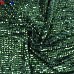 Dark Green RXF1931 5mm Professional Sequin <strong>Embroidery</strong> Fabric <strong>Material</strong> With Velvet Based for Fancy Dresses - Product Image 6