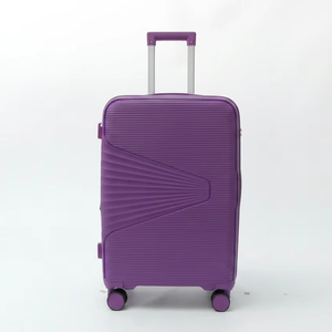 Ensemble de bagages en PP texturé violet, <span class=keywords><strong>3</strong></span> tailles 20/24/28 pouces, valise à roulettes rigide légère et durable avec serrure TSA - Product Image 1