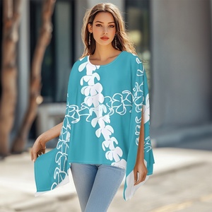 A buon mercato blu polinesiano paucenikeni Elei modello da <span class=keywords><strong>donna</strong></span> eleganti camicette con Poncho Flowy top camicie eleganti da <span class=keywords><strong>donna</strong></span> - Product Image 4