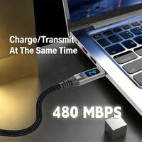 Nouveau câble de charge 240W avec affichage LED, câble tressé en nylon, PD USB C vers USB Type C, charge rapide, accessoires pour téléphone, câble de données