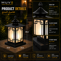 Lampe de poteau extérieure moderne avec verre givré et cadre géométrique décoratif
