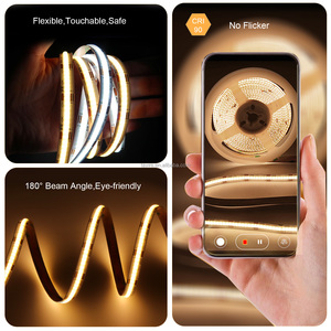 2700K-6500K 576LED/<span class=keywords><strong>M</strong></span> 10W+10W/<span class=keywords><strong>M</strong></span> 24V COB 10mm CCT Smart LED-Streifen Einstellbare Flexible Heimdekoration Energiesparende LED CCT-Lichterkette - Product Image 5
