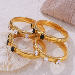 B039 impermeable 18K chapado en oro de acero inoxidable <span class=keywords><strong>cuello</strong></span> de <span class=keywords><strong>cisne</strong></span> pulsera joyería de moda brazaletes de diamantes para mujeres - Product Image 3