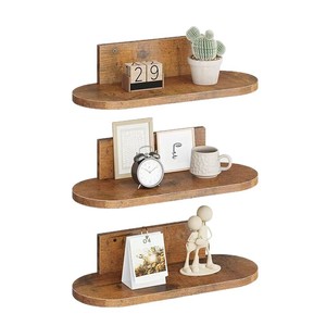 Wooden <b>Floating</b> <b>Shelf</b> <b>Wall</b> Mounted Oval Shape Bathroom Storage Rack For Toiletries And Decorations Durable Design - Product Image 5