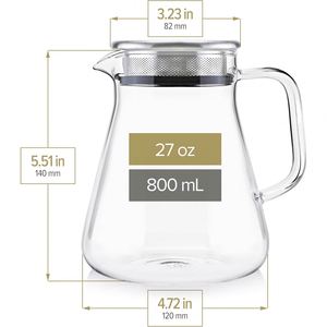 กาน้ำชาแก้วกรองในตัวรุ่นใหม่พร้อมฝาอลูมิเนียมและที่กรองชา - Product Image 3