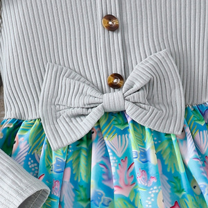 Ropa para Niñas, Camiseta de Algodón a Rayas, Vestidos con Estampado de Dibujos Animados, Mangas Voladoras, Ropa Infantil a la Moda - Product Image 2