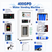 Máquina Expendedora de Agua de Acero Inoxidable con Ósmosis Inversa, Autolimpieza y Sanitización UV Automática, Pago con Monedas/Tarjeta, Servicio 24h