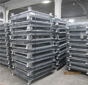 Có thể gập lại mạ kẽm bin Pallet lưới container Hàn lưu trữ di động lồng kim loại hộp dây lưới container - Product Image 4