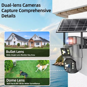 AI izleme 6MP açık güvenlik kamera çift Lens su geçirmez IP66 ışık Alarm gece renk 8W güneş 10400mAh pil kamera - Product Image 5