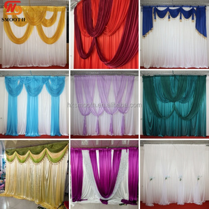 ฉากหลังงานแต่งงานสีม่วงขาว ขนาด 12*12 ฟุต แบบเรียบหรู พร้อมผ้าม่านตกแต่งเวทีสองชั้น - Product Image 6