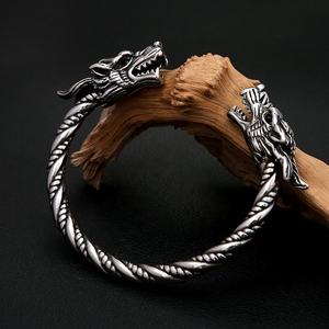 Bracelet Yunnique pour homme en acier inoxydable, tête de loup torsadée style Viking, solide, durable, rétro, haute qualité, bijoux vintage en métal lourd - Product Image 3