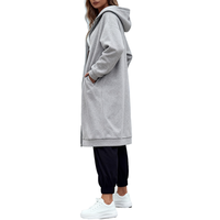 Großhandel Atmungsaktiver Gefütterter Oversized Hoodie für Damen Modischer Maßgeschneiderter Langer Mantel mit Versteckter Tasche und Reißverschluss