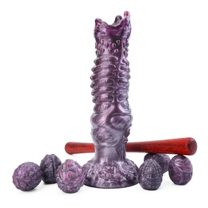 Alien Hollow <b>Dildo</b> with 6 Silicone Eggs for Egg Laying Roleplay Pleasure Real 3D Texture Stimulation Hand Push Eggs Ovipositor - Product Image 1