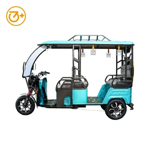 3-Wheel Electric Tricycle with Roof and Motorized Passenger Drum Brake 60V Voltage