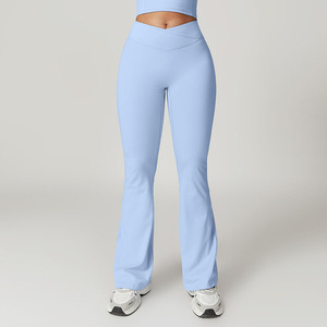 Pantalones de Yoga de nueva moda cielo <span class=keywords><strong>azul</strong></span> Campana-bottoms medias deportivas alto elástico levantamiento de glúteos que absorbe la humedad mujeres gimnasio Leggings - Product Image 2
