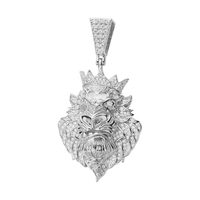 Mode haute qualité bijoux plaqué or cubique Zircon vache en colère dessin animé pour Bling couronne taureau laiton tête pendentif collier pour hommes