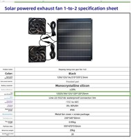 Ventilateur de ventilation pour maison d'animaux 12V 15W à énergie solaire, panneau photovoltaïque monocristallin en silicium, haute performance et écoénergétique